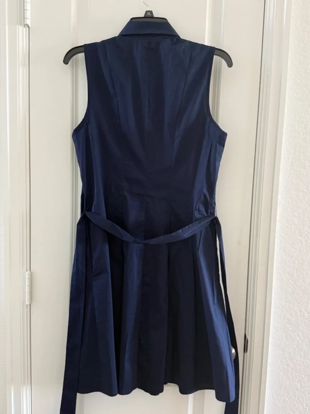 New York & Company Navy Sleeveless Button-Down Shirt Dress M Cotton Blend - Picture 3 of 7